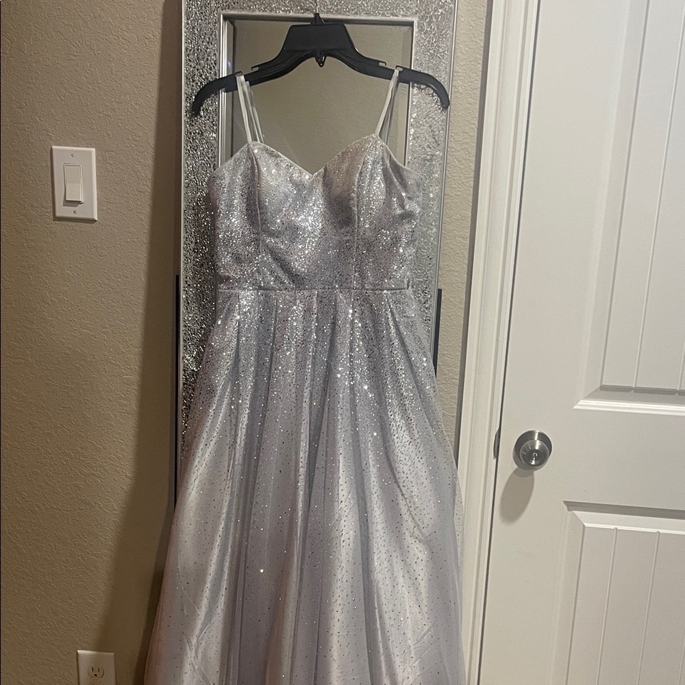 Shimmering Silver Evening Gown
